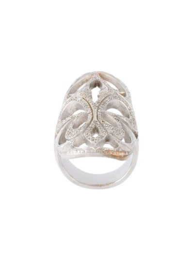 Shop Loree Rodkin Xl Cigar Band Diamond Ring In Metallic