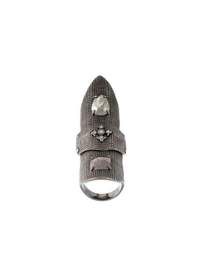 Shop Loree Rodkin Armour Claw Ring In Grey