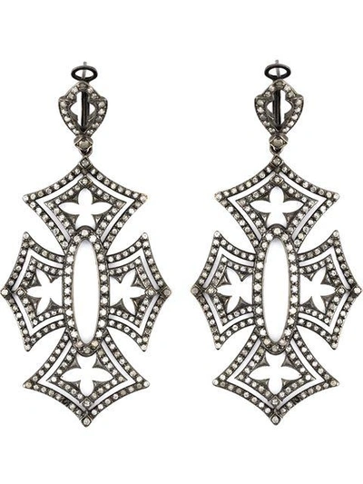 Shop Loree Rodkin 'shadow Cross' Diamond Earrings In Black