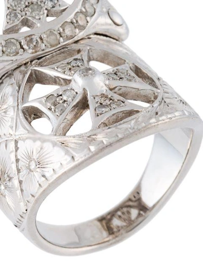 Shop Loree Rodkin Diamond Cross Long Ring In Metallic