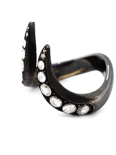Shop Monan 'maleficent' Diamond Midi Ring In Black