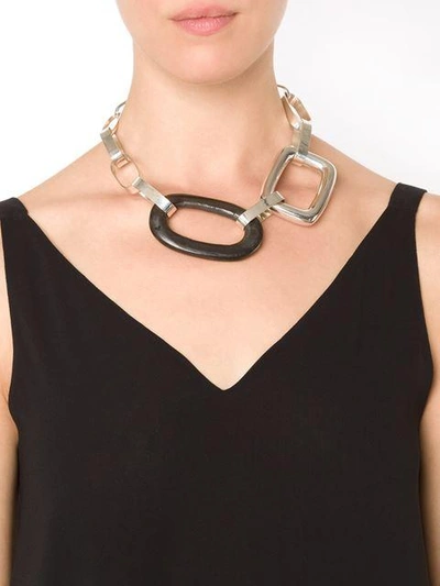 Shop Taher Chemirik Oversized Chain Neklace - Metallic