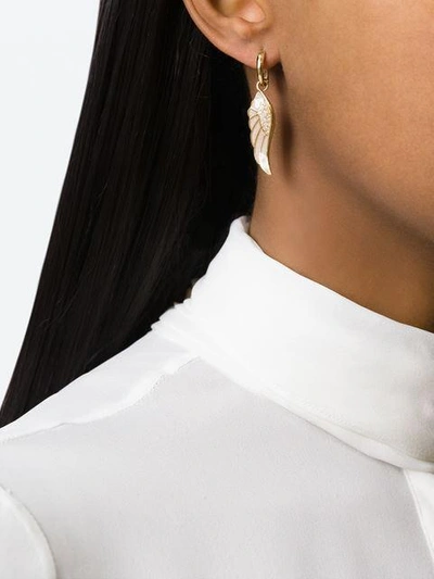 Shop Garrard Diamond Detail Wing Earrings In Metallic