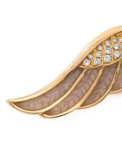 Shop Garrard Diamond Detail Wing Earrings In Metallic