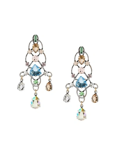 Lanvin 'ginger' Glass Crystal Metal Fretwork Drop Earrings In Na