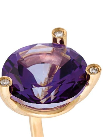 Shop Delfina Delettrez 'magic Triangle Piercing' Diamond Ring In Metallic