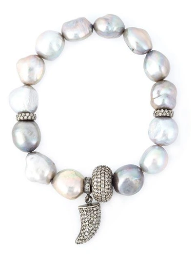 Shop Loree Rodkin Pearl Diamond Horn Bracelet - Metallic