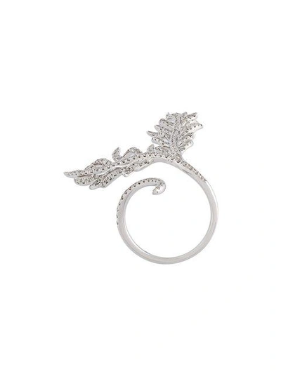 Shop Elise Dray Diamond Leaf Ring In Metallic