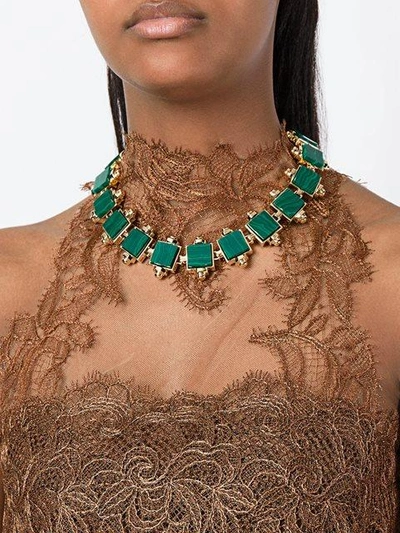 Shop Eshvi Lava Necklace In Green