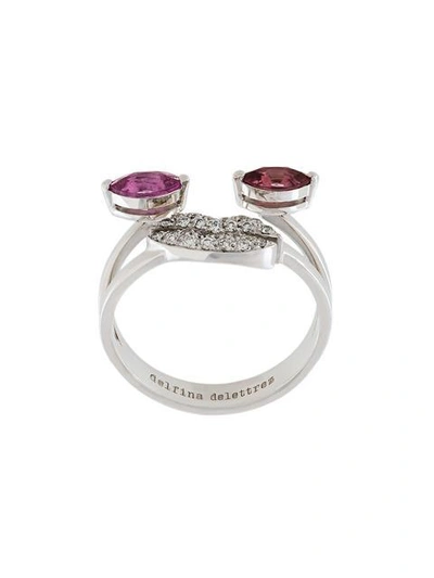 Shop Delfina Delettrez Face Embellished Ring - Metallic