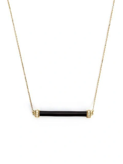 Shop Kristin Hanson Onyx And Diamond Bar Necklace In Black