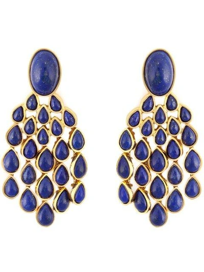 Shop Aurelie Bidermann Cherokee Earrings In Gold/blue