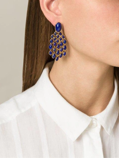 Shop Aurelie Bidermann Cherokee Earrings In Gold/blue