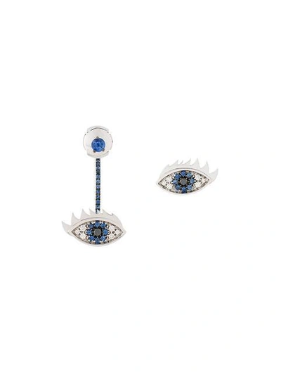 Shop Delfina Delettrez 'eyes On Me' Diamond And Sapphire Earrings In Metallic