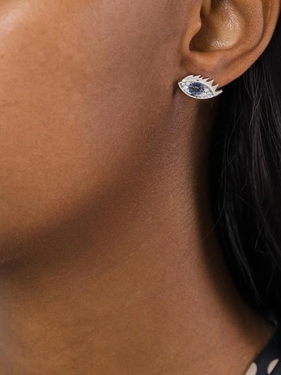 Shop Delfina Delettrez 'eyes On Me' Diamond And Sapphire Earrings In Metallic