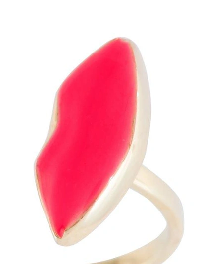 Shop Delfina Delettrez 'lips Piercing' Ring In Multicolour