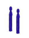 OSCAR DE LA RENTA beaded tassel clip-on earrings,GLASS