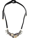 MARNI embellished necklace,NYLON,GLASS,RESIN,BUFFALOHORN