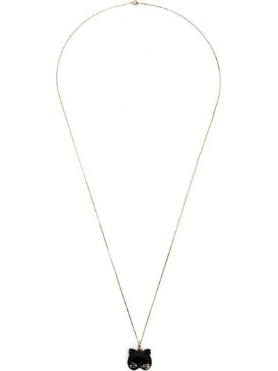 Shop Kristin Hanson Diamond Detail Cat Necklace In Black