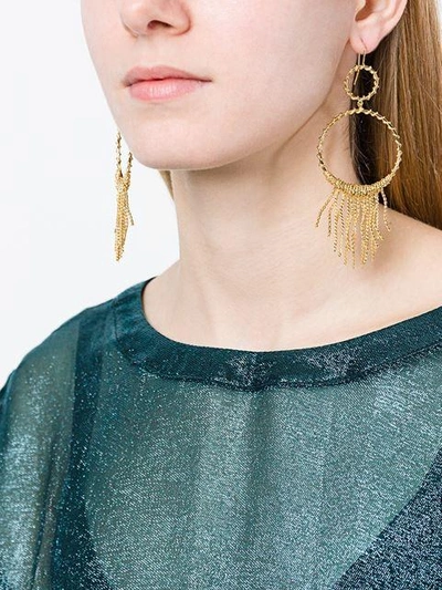Shop Aurelie Bidermann 'marissa' Chandelier Hoop Earrings - Metallic
