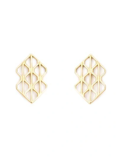Shop Luis Morais 18kt Yellow Gold Large 'p3' Earrings In Metallic