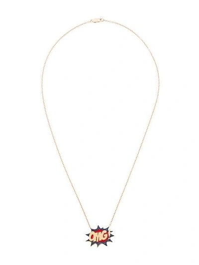 Shop Monan 'omg!' Pendant Necklace In Metallic