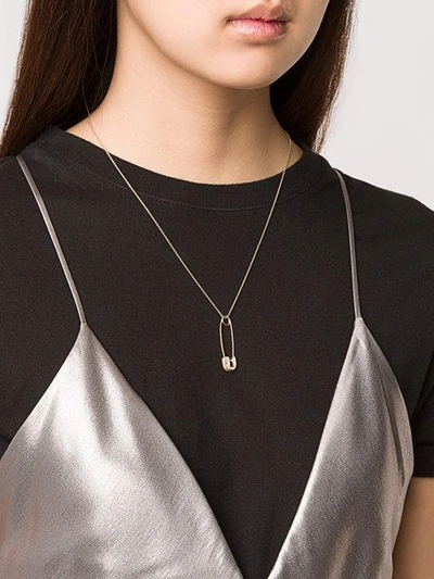 Shop Lauren Klassen Safety Pin Necklace In Yellow & Orange