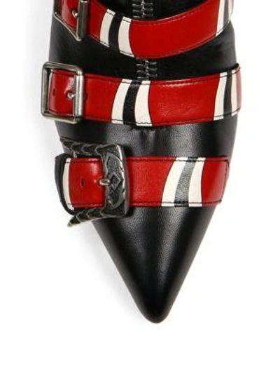 Shop Gucci Susan Snake Buckle Leather Booties In Black-red