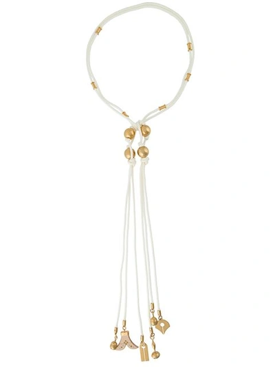 Chloé White Brass & Wood Tie Necklace