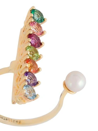 Shop Delfina Delettrez 'vein' Ring - Multicolour