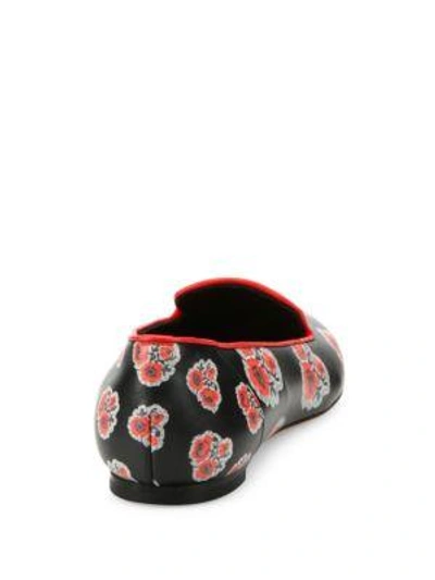 Shop Alexander Mcqueen Floral-print Leather Smoking Loafers In Black Red
