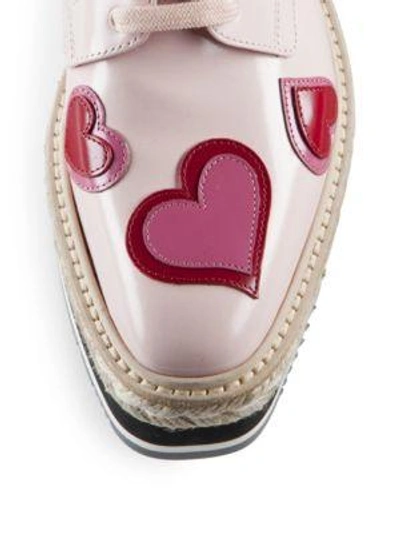 Shop Prada Heart Leather Brogue Platform Oxfords In Orchidea