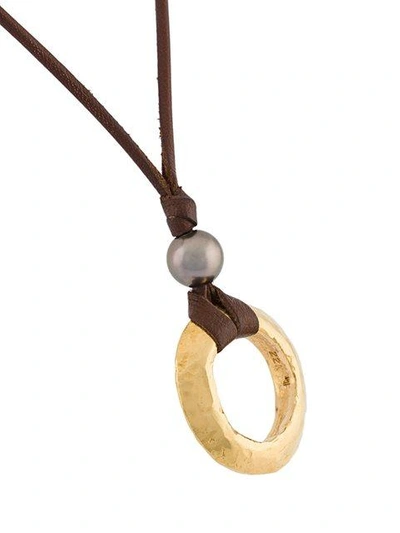 Shop Mignot St Barth Adjustable 'enso' Necklace - Brown