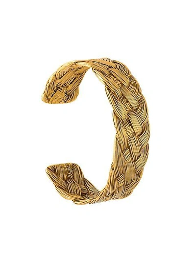 Shop Aurelie Bidermann 'braided' Open Bracelet In Metallic
