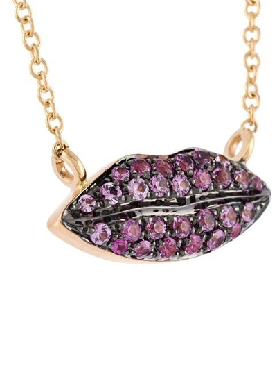 Shop Delfina Delettrez 'lips' Sapphire Necklace In Pink