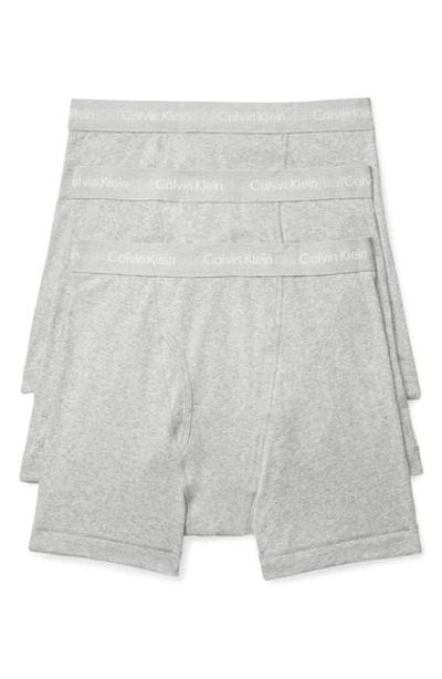 Calvin Klein 3-pack Cotton Boxer Briefs In Grey Heather