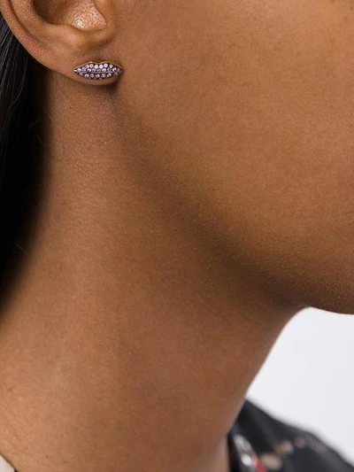 Shop Delfina Delettrez 18kt Gold Lips Sapphire Earrings In Metallic