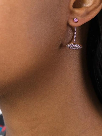 Shop Delfina Delettrez 18kt Gold Lips Sapphire Earrings In Metallic