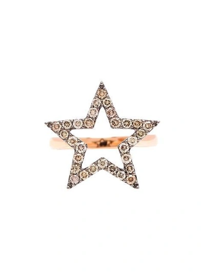 Shop Rosa De La Cruz 18kt Rotgoldring Mit Stern-motiv Und Diamanten In Pink