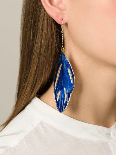 Shop Aurelie Bidermann Swan Feather Earrings