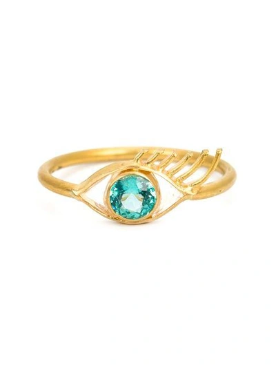 Shop Marie Helene De Taillac 22kt Gold Eye Ring - Metallic