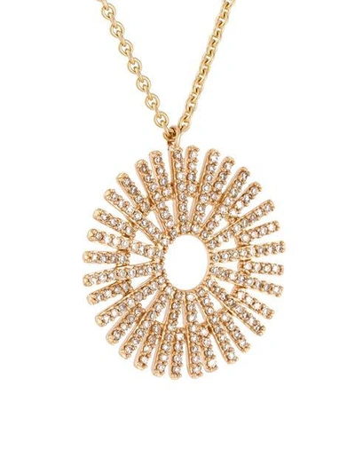 Shop Astley Clarke 14kt Gold Large 'rising Sun' Diamond Pendant Necklace In Metallic