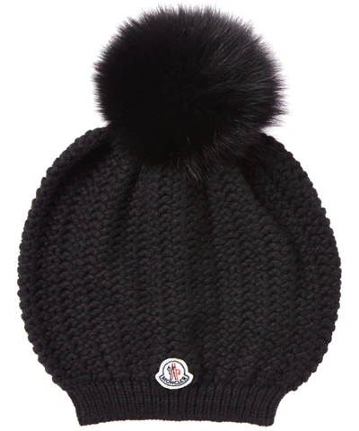 Moncler Berretto Rib-knit Wool Hat In Black