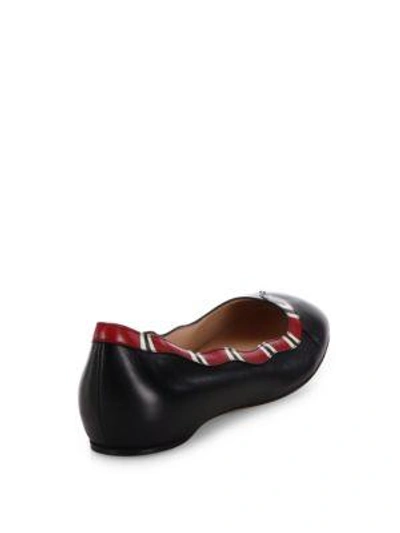 Shop Gucci Yoko Snake Leather Ballet Flats In Black-red