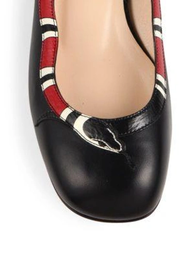 Shop Gucci Yoko Snake Leather Ballet Flats In Black-red