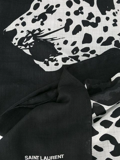 Shop Saint Laurent Leopard Print Scarf - Black