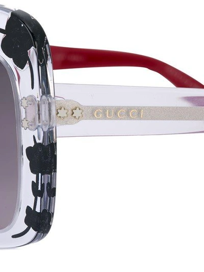 Shop Gucci Oversize Etched Square-frame Sunglasses In White