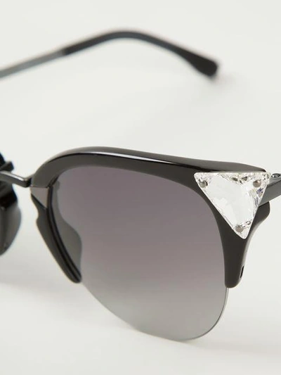Shop Fendi Eyewear Embellished Cat-eye Sunglasses - Black