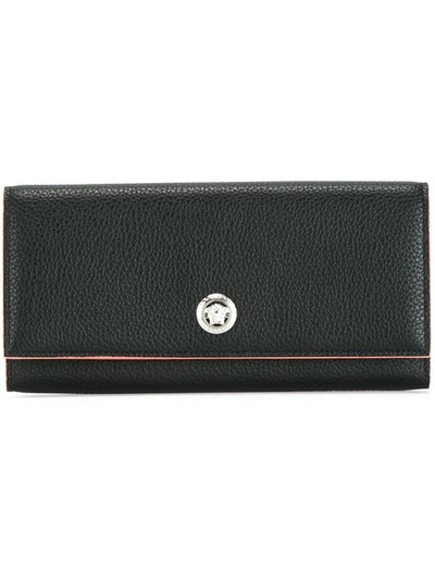 Versace - Medusa Head Foldover Continental Wallet  In Black