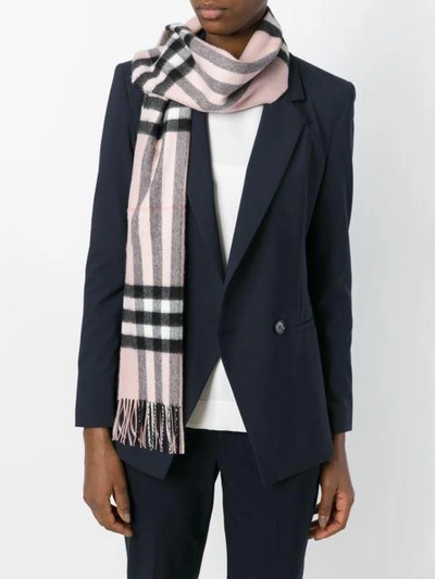 Shop Burberry The Classic Check Cashmere Scarf In Pink